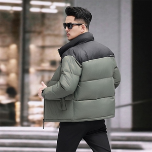 90%白鸭绒中青年羽绒服夹克男立领青年面包服羽绒服外套大衣图片