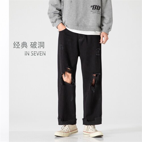 XZ103A-k706-P48-限价78砖墙日系大码破洞牛仔肥仔，男装牛仔裤，星座103A