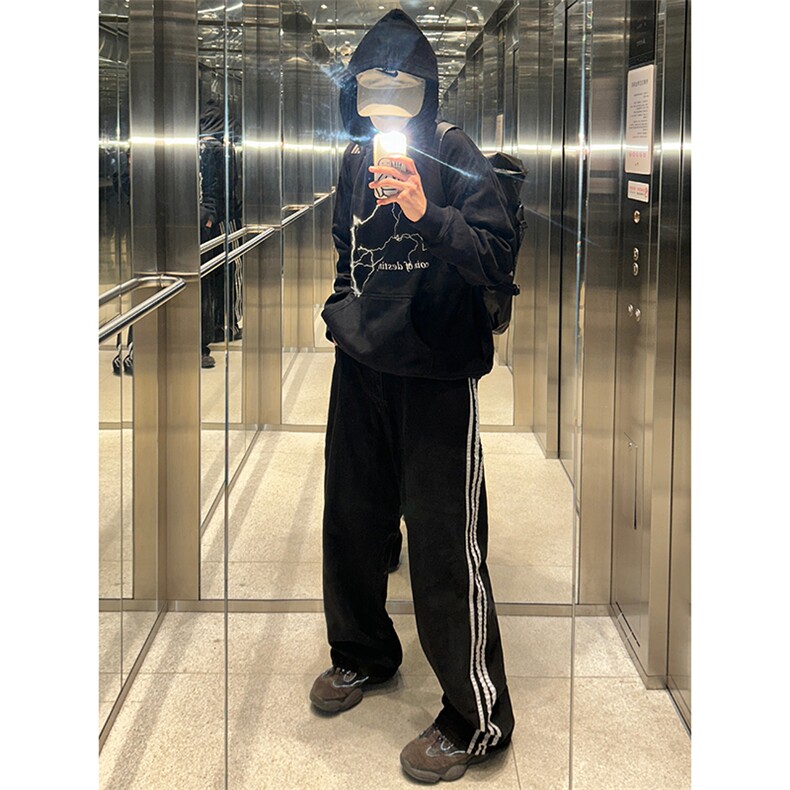 B221美式ins高街小众宽松三条杠运动牛仔裤LK23130-P60控78,男装牛仔裤,电商B221