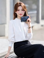 BAO现货2026春季新款时尚气质优雅女高级感减龄显瘦长袖百搭衬衣，女装衬衫，卡杰菲