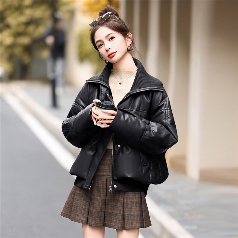 高端时尚柔软蛋白皮90白鸭绒羽绒服女2025冬季新款女显瘦皮衣外套,女装羽绒服,意芙