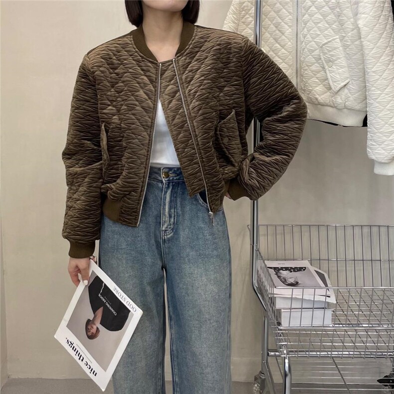 金丽绒压格衣，女装棉衣/棉服，卡薇尔