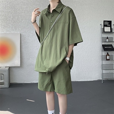 8XL-M日系工装短袖衬衫男夏季POLO衫t恤休闲运动套装TZ38004特P55，男装Polo衫，电商B312