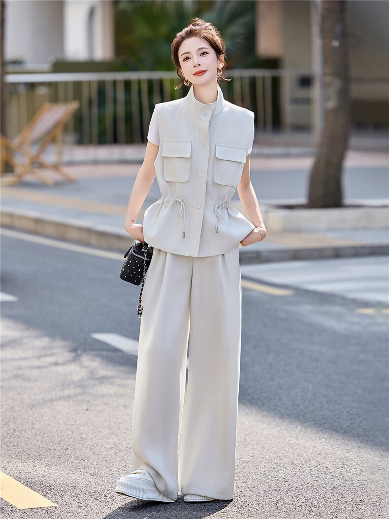 时尚套装女2026夏新款高级感气质轻熟风洋气马甲休闲阔腿裤三件套,女装套装/套裙,艾仟回(原伊仟回)