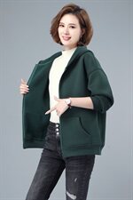 时尚休闲连帽加绒卫衣，2023年冬季简约单件常规拉链连帽，女装卫衣/绒衫，文熹诺