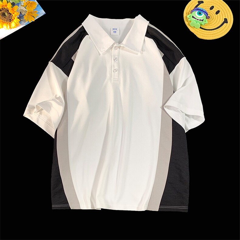 2023夏季新款短袖男潮流港风polo衫百搭半袖zdp2302-P40控58，男装Polo衫，星座717