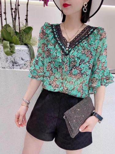 V领花小衫，女装，艾嫚伊
