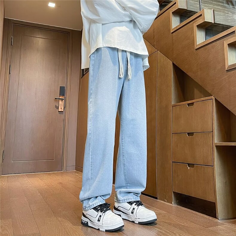 复古黑灰水洗直筒牛仔裤男女款H812P45,男装牛仔裤,星座1116-2