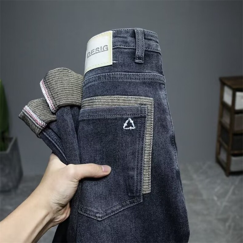 1506-1/KT58441/P47厚款牛仔裤男小脚裤秋季弹力修身潮牌韩版潮牌图片