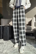 2021春装新款时尚舒适显瘦格子阔腿裤，女装休闲裤，深水步