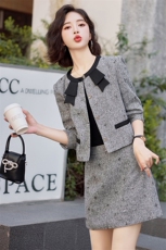 现货<2024新款香风系列>短款外套半身裙两件套女秋冬新款时尚套装，女装套装/套裙，韩宇舍