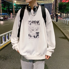 S6176-P28加绒款-P33秋季圆领卫衣男大码韩版宽松长袖外套，男装卫衣，电商A040