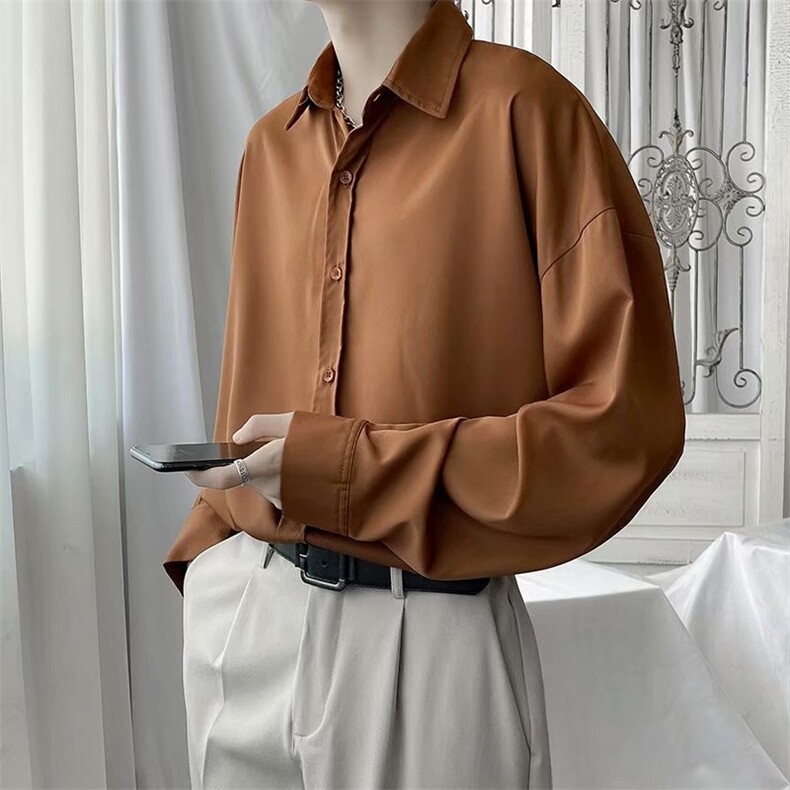 休闲长袖衬衫男垂感韩版潮流帅气dk制服宽松衬衣CS2612-p30,男装衬衫,星座1008