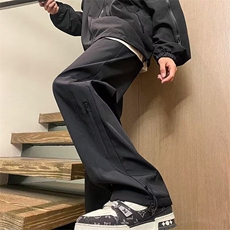 3346-P37黑色防水冲锋裤子男款春秋季速干宽松直筒运动工装，男装工装外套，电商B323A