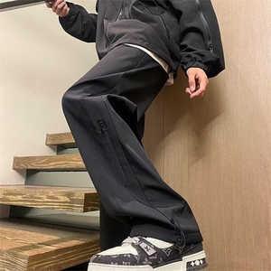 3346-P37 黑色防水冲锋裤子男款春秋季速干宽松直筒运动工装图片