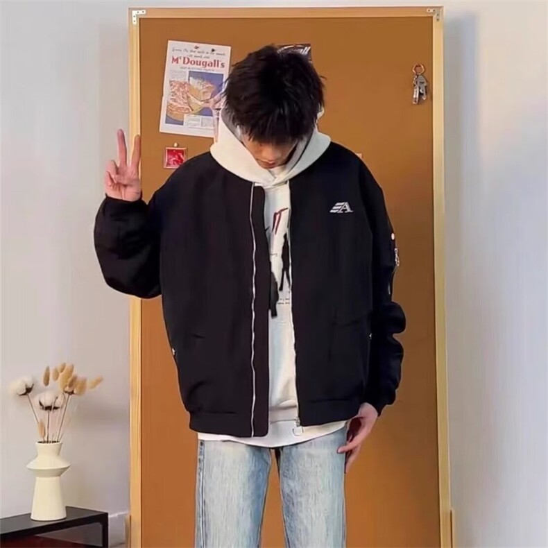 原宿慵懒美式复古潮牌飞行员夹克男秋冬季气质新款百搭DJK3,男装夹克,星座208-5