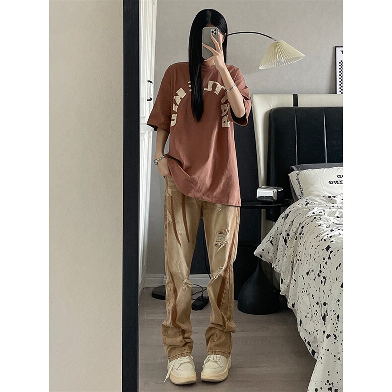 B221 美式ins高街小众个性男女破洞牛仔裤 LK23001-P65 控88图片