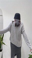 个性纹路斜下摆毛衣，女装针织衫/毛衣，SHANGCHUN·W 汪尚春