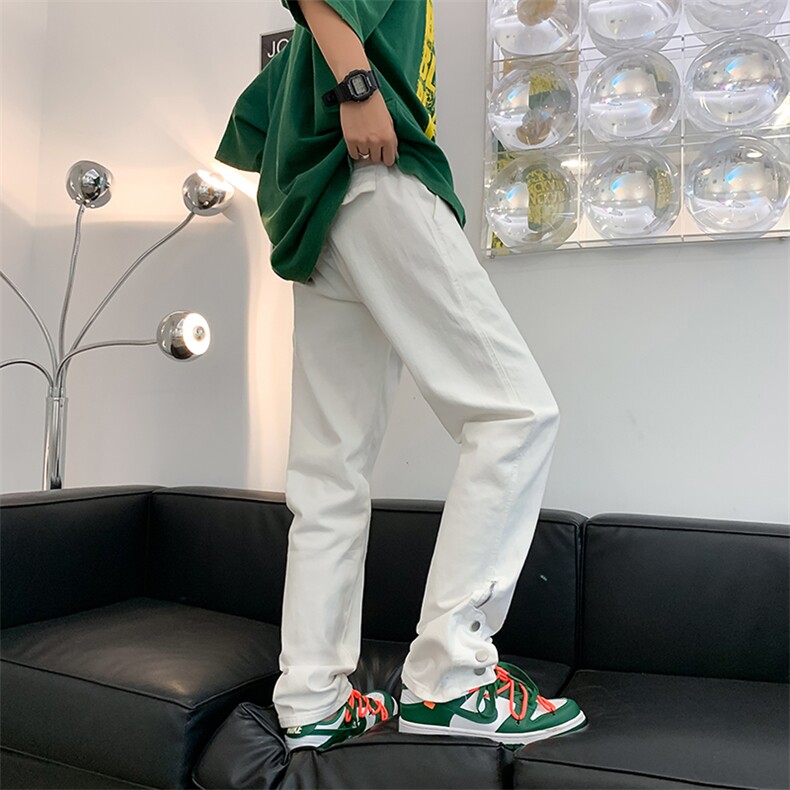 欧美高街vibe风黑色排扣牛仔裤潮牌复古长裤男N0161-P43,男装牛仔裤,星座308B-1