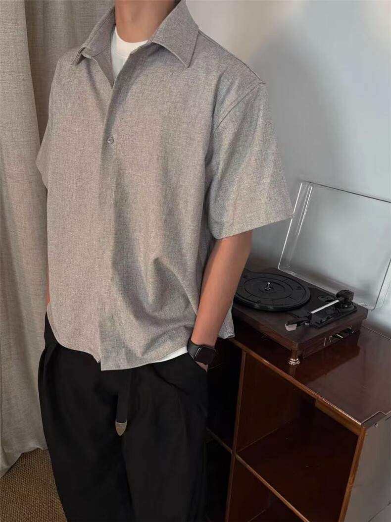 档口现货~夏季月影亚麻混纺花纱短袖衬衫CT25106批50~C5106批55,男装T恤,星座1004-6