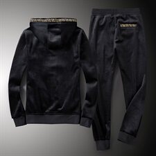 6107冬季丝绒加厚保暖连帽美杜莎刺绣运动套装，男装套装，钱塘2010-1