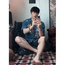 潮流原宿猫咪刺绣复古牛仔衬衫古着风日系新款百搭慵懒CY330，男装衬衫，星座1116A（原606A-3）