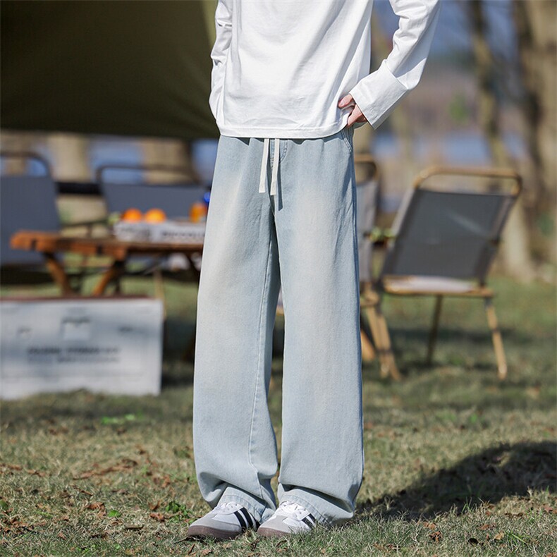 M-8XL春季美式复古牛仔裤特大码宽松直筒裤子阔腿长裤NZ9009/P58,男装牛仔裤,电商B238