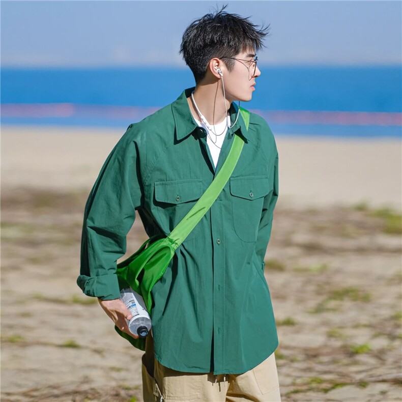 日系工装衬衫男款潮流潮牌高级感图片