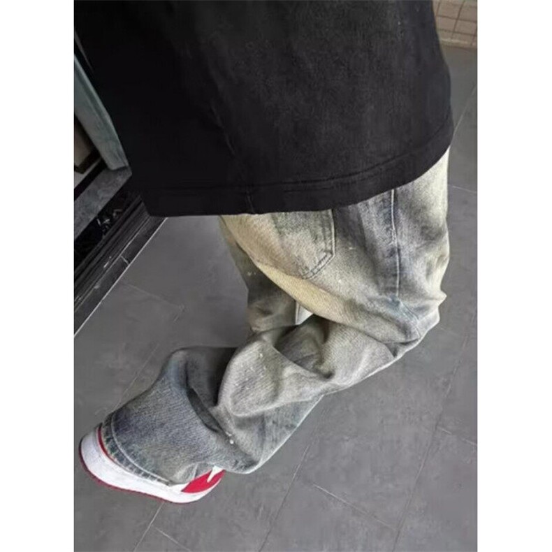 波点扎染高街修身牛仔裤男款痞帅显瘦裤子复古微喇直筒裤NB113,男装牛仔裤,星座1116A（原606A-3）