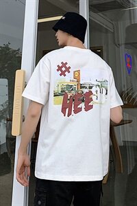 204-T27-P20港风短袖t恤男潮牌纯棉宽松 日韩怀旧ins半袖街头图片