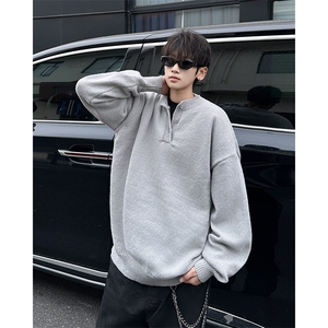B434P58秋冬男装休闲毛衣圆领上衣慵懒风打底衫纯色百搭图片