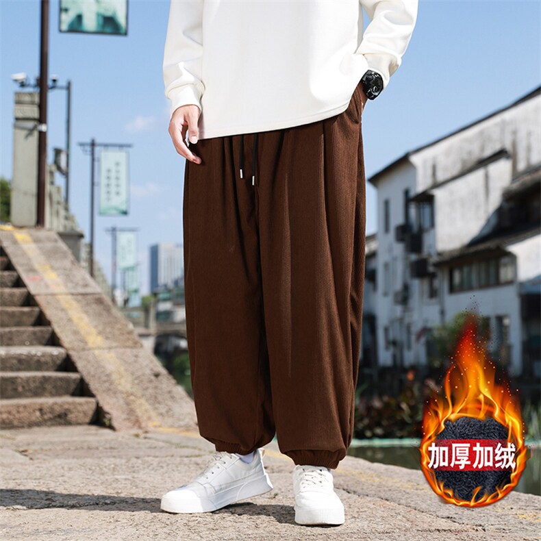 风冬季新款灯芯绒长裤子男束脚裤日系复古大码休闲裤K28-P45,男装休闲裤,星座225-1