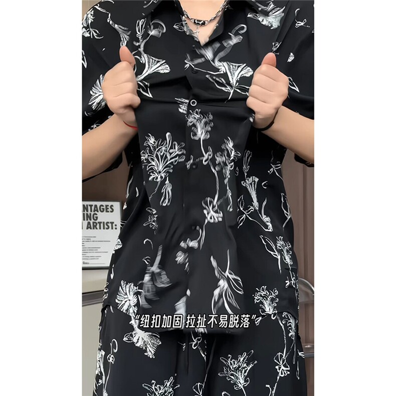 短袖衬衫男+短裤男潮流休闲套装男M-5XL大码TZ78720P50控98模特图,男装牛仔裤,星座226-1