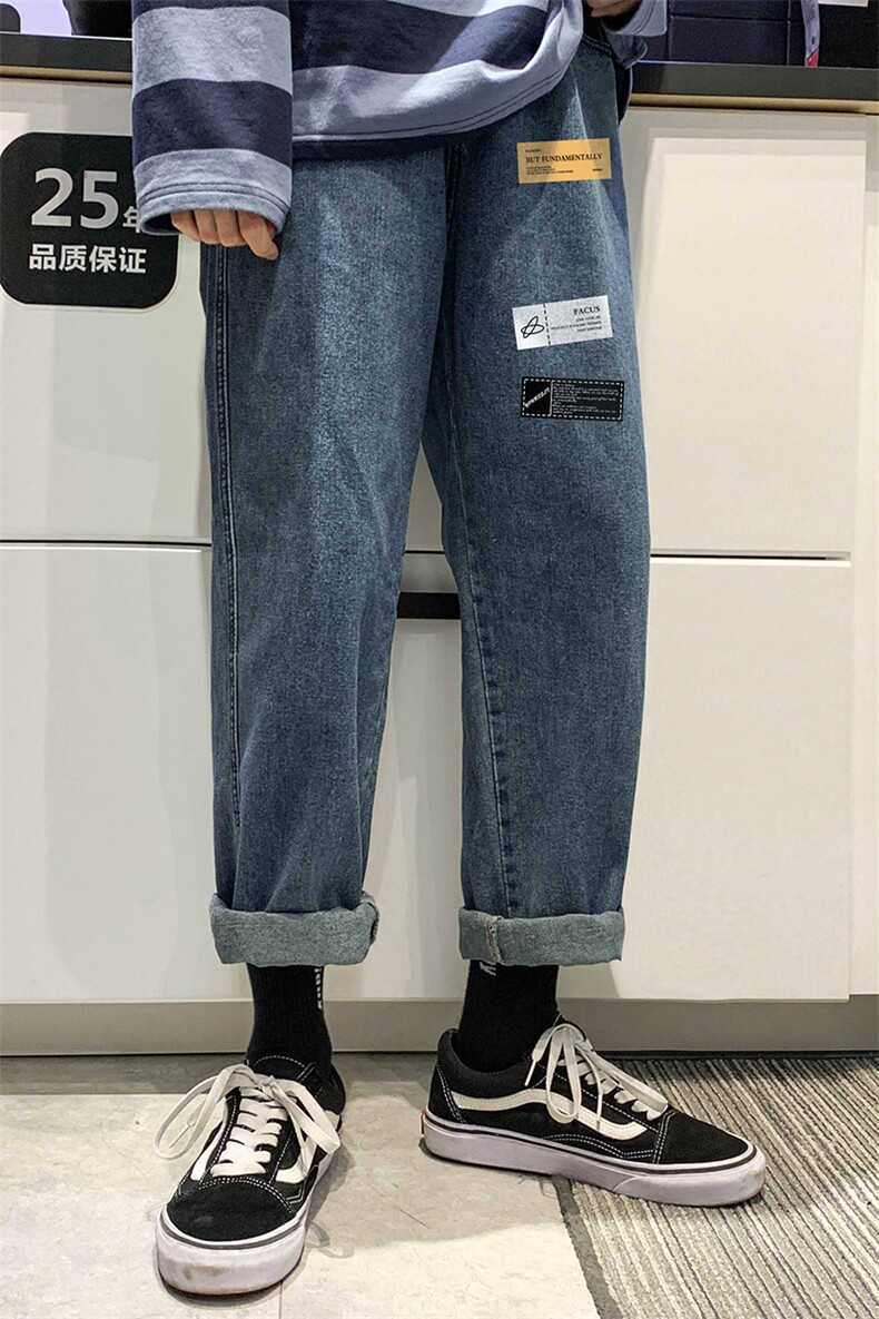 NK44118-P38直筒牛仔裤男士大码宽松九分裤男休闲长裤子男,男装牛仔裤,电商A040