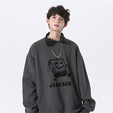 抖音品质秋季新款海绵宝宝仿棉圆领卫衣wycm5621-特批28控49，男装卫衣，星座605(原A050)