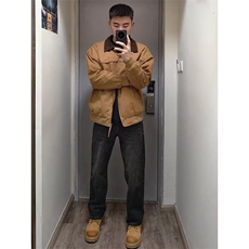 春秋季男翻领短款夹克工装外套男美式复古正肩夹克上衣2025年新款，男装夹克，星座506A