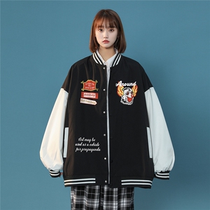 中性风 嘻哈炸街街头风小丑印花棒球服宽松夹克外套G8020P70K88--图片
