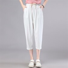 2024夏季薄款九分裤子冰丝女休闲裤黑色小个子宽松大码萝卜裤显瘦，女装大码女装，奕阳依阁