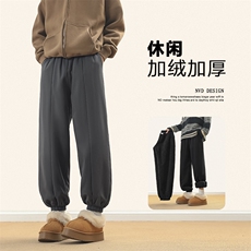 秋冬羊羔绒男士裤宽松潮流加绒加厚保暖束脚裤K77-1特批-40，男装休闲裤，星座718-1
