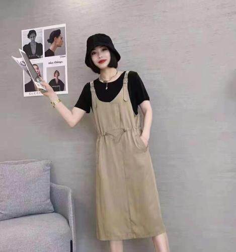 天丝两件套背带群，女装，慕亿