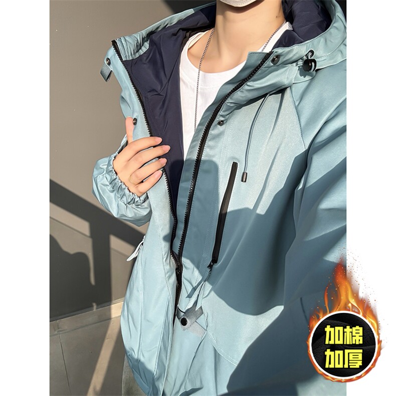 现货5W件冬季三防美式boxy解构连帽雪山冲锋衣棉衣男女棉服厚外套，男装夹克，电商A486