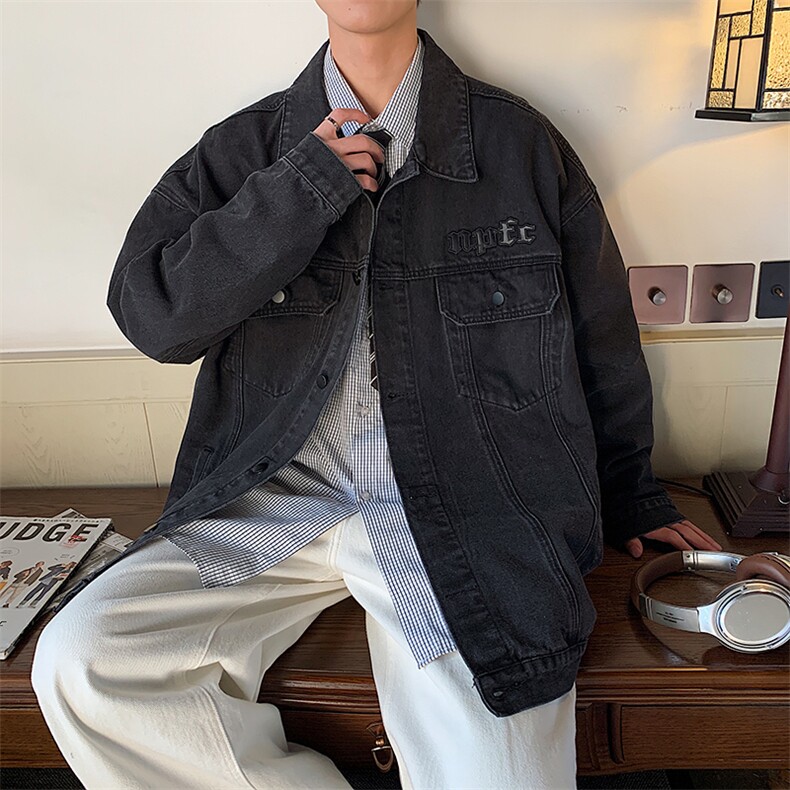 2023牛仔外套男春季宽松复古翻领工装夹克潮牌痞帅上衣JK964-P68,男装夹克,星座1103-3