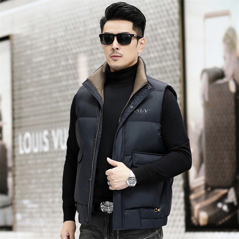 B89499钱塘2020-3厚款时尚冬季休闲中年长款男士羽绒服马甲P195图片