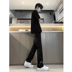 现货渐变拉链黑色牛仔裤男大码修身直筒裤K5804-K5805-P50，男装牛仔裤，星座205
