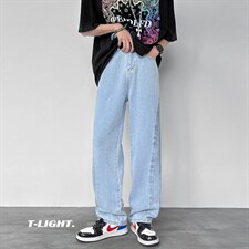 高街薄款港风阔腿裤ins潮牌百搭牛仔裤设计感直筒裤K3197-P40,男装牛仔裤,星座512-2