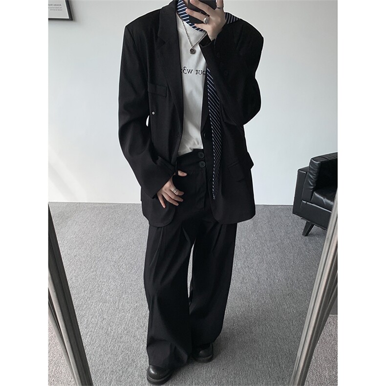 潮流休闲西装外套高级痞帅宽松韩版自带垫肩西服外套可整套搭配,男装西服,电商B319