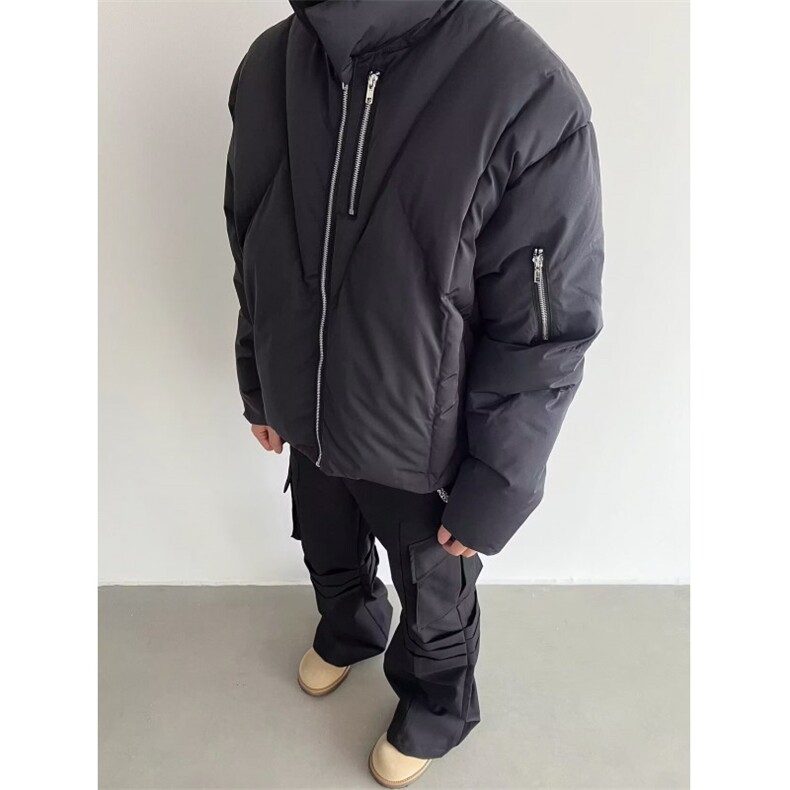 时尚设计感小众肩膀棉衣男冬季宽松保暖立领面包服潮M529,男装棉衣,星座1116A（原606A-3）