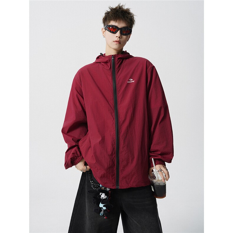 主推夏季连帽薄款防晒衣冰丝尼龙外套男女款防晒服G1135特P48，男装防晒衣，电商A339