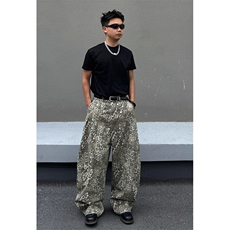 高街vibe豹纹弯刀牛仔裤男vintage宽松阔腿休闲长裤KN1504，男装牛仔裤，星座1116A（原606A-3）