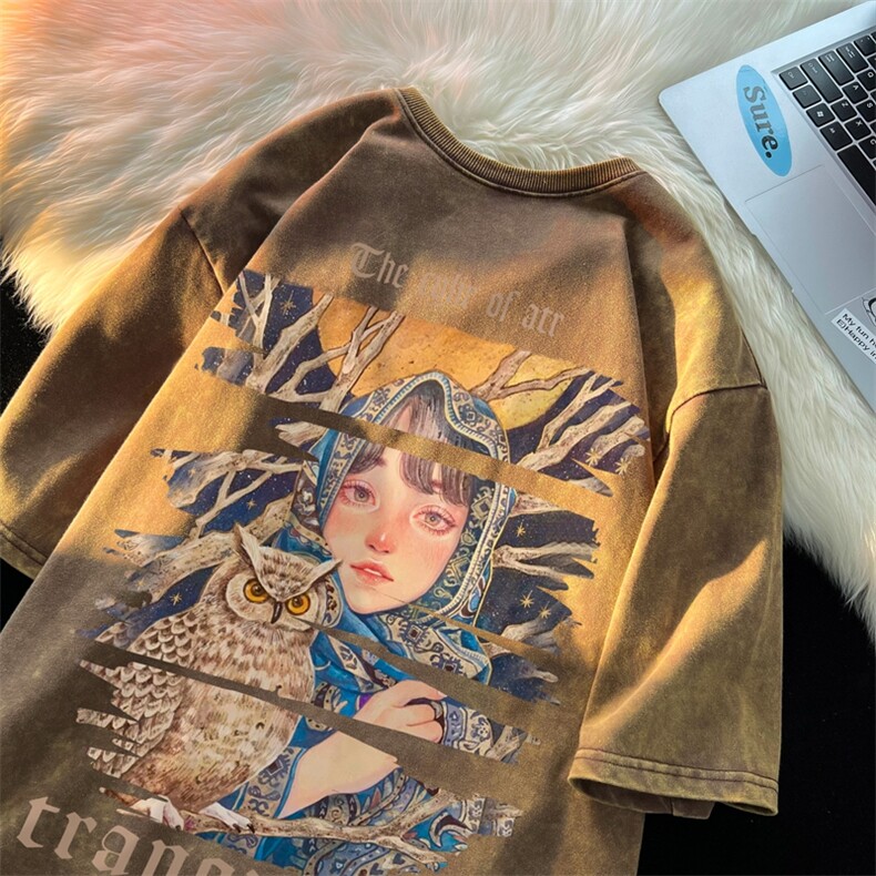 2025年夏季复古水洗T恤做旧重磅力推XZ517A-BK1183P38，男装T恤，星座517A